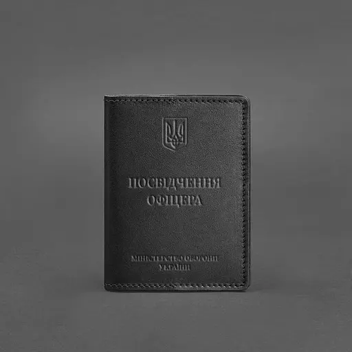 Кожаная обложка для удостоверения офицера 9.0 Черная - фото 5