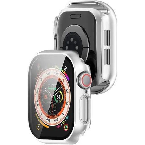 Чехол-накладка DK для Apple Watch 46mm (Series 10) Пластик Soft-Touch Glass Full Cover (silver) - фото 2