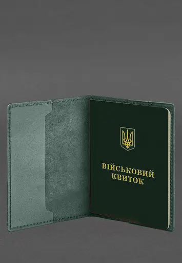 Кожаная обложка для военного билета 7.3 зеленая Crazy Horse - фото 5