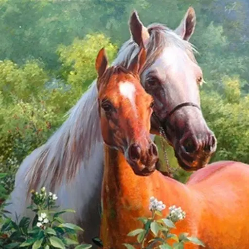 Алмазна мозаїка зі стразами на підрамнику Коні та 30*30 см - фото 1