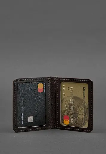 Кожаная обложка для ID-паспорта и водительского заседания 4.1 коричневая с гербом Украины. - фото 4