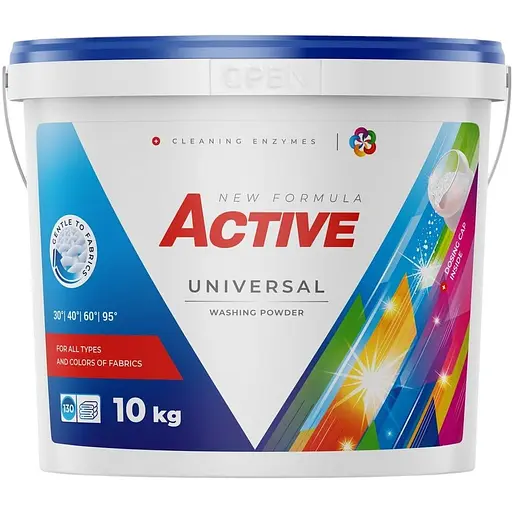 Порошок для прання Active Universal з ароматом свіжості відро + дозатор 10 кг
