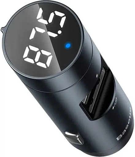 Автомобільний FM-модулятор Baseus Energy Column + bluetooth (2USB) CCNLZ-C0G (Темно-сірий) - фото 2