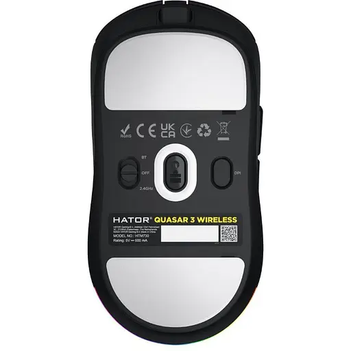 Игровая мышь Hator HTM-730 Quasar3 Wireless ESports Gaming 12000dpi 35G Black - фото 5