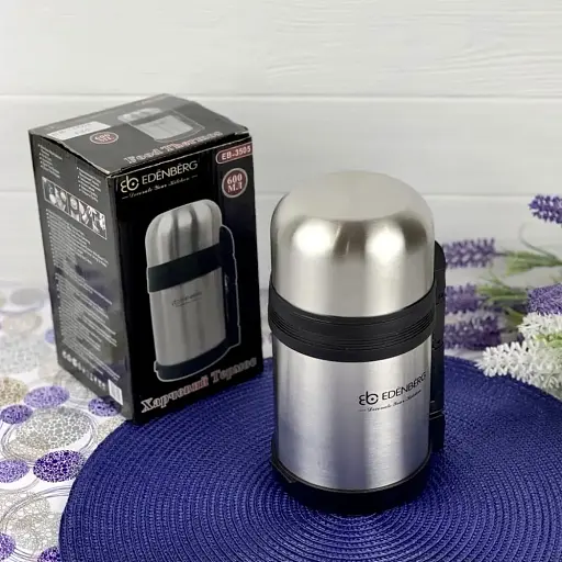 Термос пищевой вакуумный Edenberg EB-3505 с отдельной тарелкой 600 мл  - фото 3