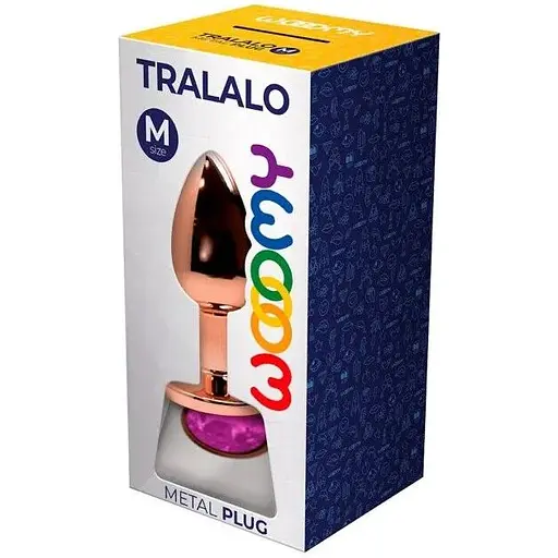 Металлическая анальная пробка Wooomy Tralalo Rose Gold Metal Plug Magenta M - фото 2