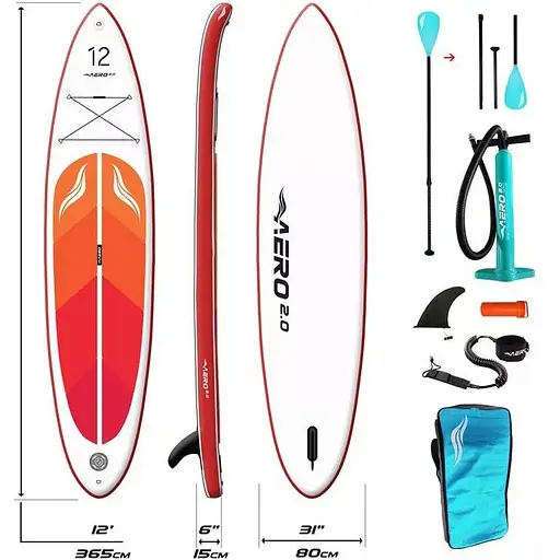 Надувна SUP-дошка AERO Board 2.0 12'0" Red Orange [140359] - фото 4