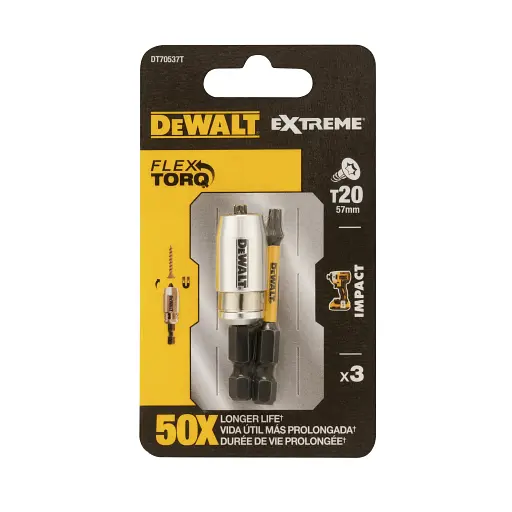 Набір біт і насадок DeWalt Impact Torsion ударні T20 L=57 мм 2 шт. та магнітний тримач шурупів (DT70537T) - фото 3