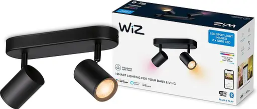 WiZ Світильник точковий накладний розумний IMAGEO Spots, 2х5W, 2200-6500K, RGB, Wi-Fi, чорний - фото 1