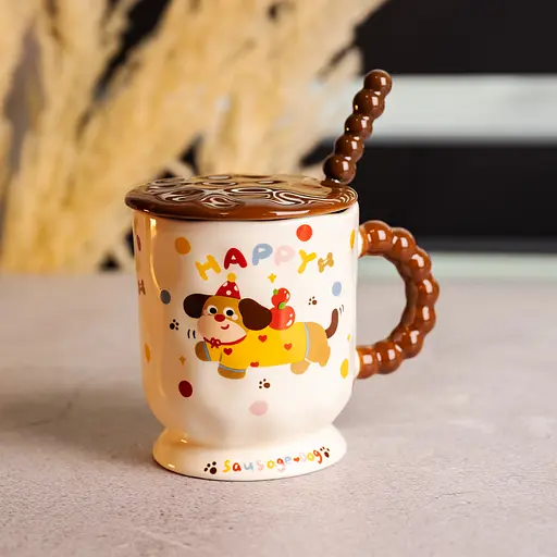 Чашка порцелянова Sausage Dog 400 мл жовтий FM-17A - фото 2