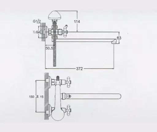 Смеситель для ванны Udis DFR7-B722 двухвентильный с душевым набором Хром 30412 - фото 2