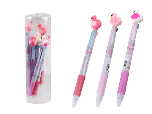 Ручка шариковая Фламинго объемная, 3 цвета, 8 шт., 8063-F