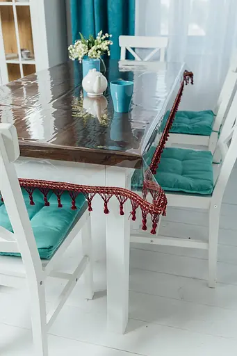 Скатерть силиконовая с бордовой бахромой 140х100 см - фото 5