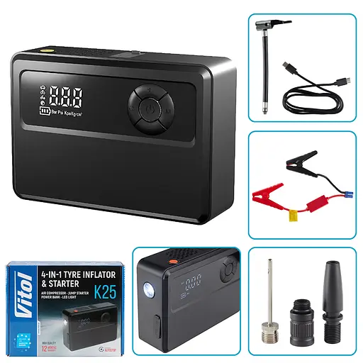 Компресор Vitol K-25, 4-в-1, 6000 mAh (K-25) - фото 2