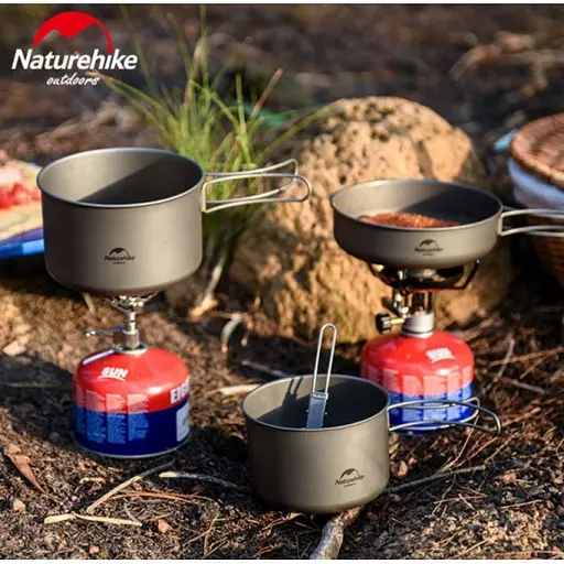Титанова каструля (котелок) зі складною ручкою 1300мл Naturehike NH18T202-B - фото 6
