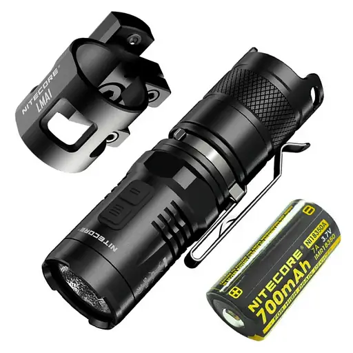 Ліхтар ручний Nitecore MT10C з кріпленням на шолом LMA1 та акумулятором NL18350A (комплект)