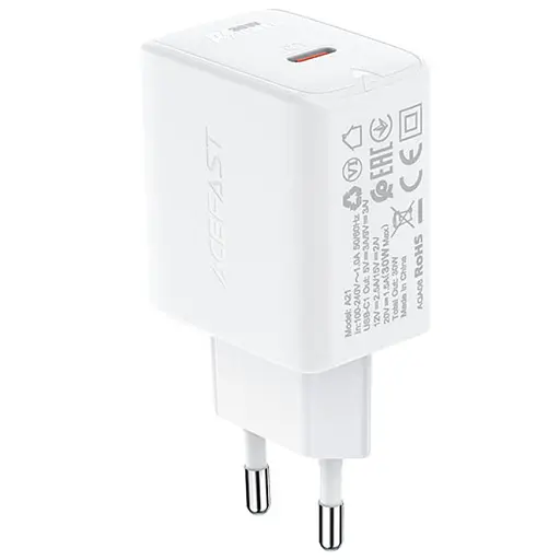 МЗП Acefast A21 PD30W GaN (1USB-C) White