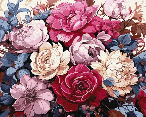 Набір для розпису по номерах. "Розкішний букет півоній" 40х50см КНО3252