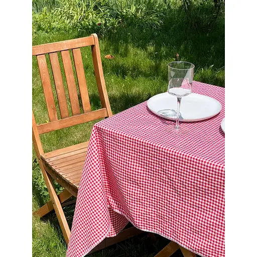Скатертина в клітинку для столу Зефір 110х110 см (+ 2 серветки 30х40) Червона - фото 3