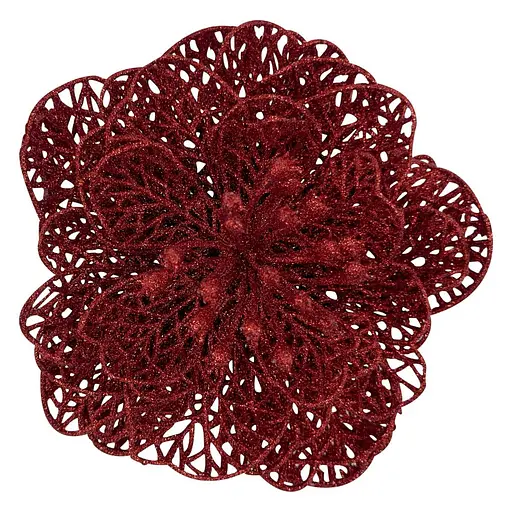 Ялинкова іграшка MIS LT Квітка новорічна середня 13х13х5 см червоний - фото 1