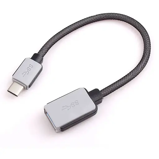Переходник USB 3.1 Type-C --> USB (OTG) OEM, кабель 0.2м, оплетка