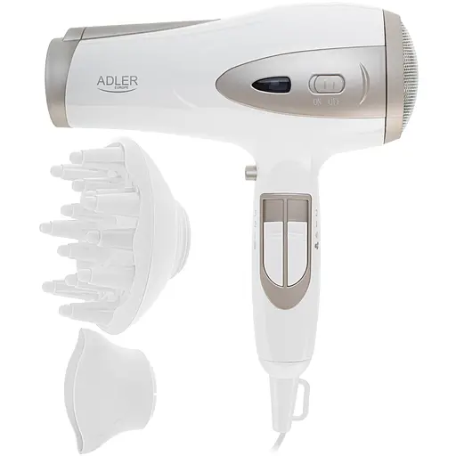 Фен Adler AD 2248 white champagne 2200Вт/ 2 швидкості/ хол.обдув/ темп.режимів-3/ іонізація/ дифузор - фото 3