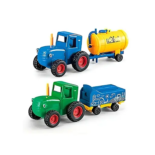 Детский набор игрушечных тракторов с прицепом Синий трактор Синий/Зеленый - фото 1
