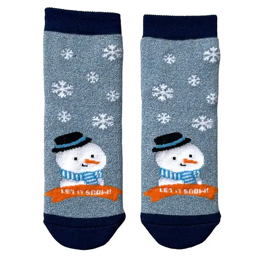 Детские Новогодние носки из индийского хлопка махровые Снеговик 423012 - фото 1