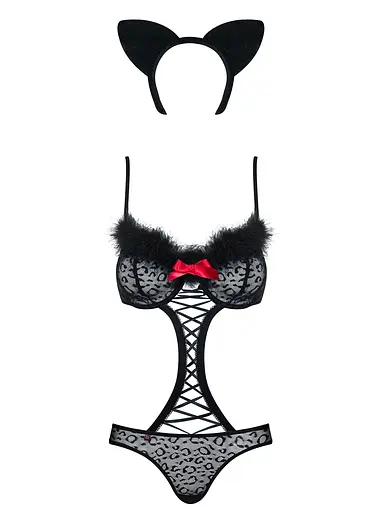 Еротичний костюм Obsessive Gepardina L/XL чорний - фото 4