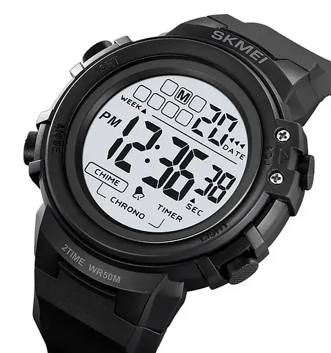 Часы мужские наручные спортивные Skmei 2260 (Черный с белым) - фото 2