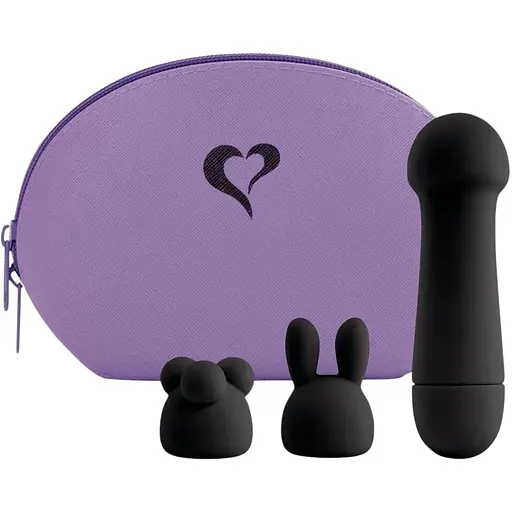 Минивибратор FeelzToys Mister Bunny Black с двумя насадками