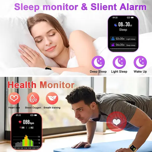 Женские умные часы с трекером упражнений: золотые умные часы для женщин, цифровые часы для мужчин, набор/ответ - фото 2