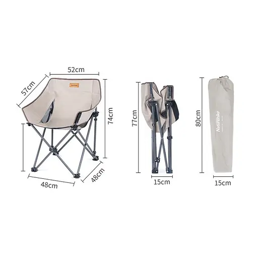 Крісло складане Naturehike NH20JJ022 600D Oxford Cotton / сталь бежевий - фото 2