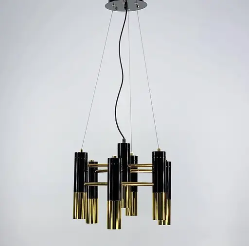 Современная люстра с комбинированным цветом корпуса: глянцевый черный и золото Line.F Количество ламп 7 - фото 8