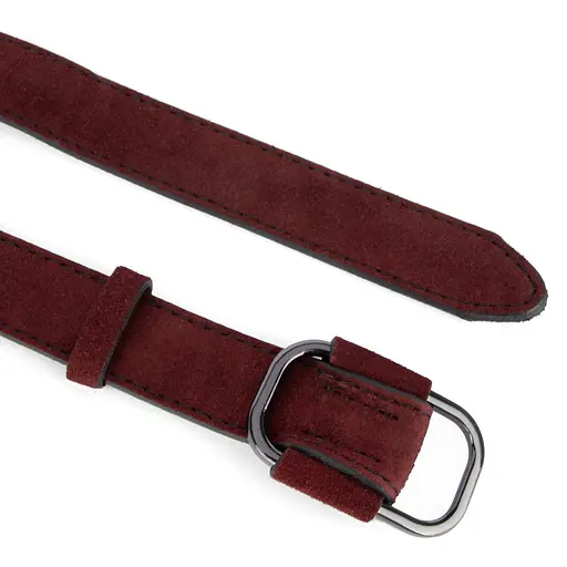 Ремінь жіночий замшевий JK-2548 бордовий з темною пряжкою (100 см) - фото 3
