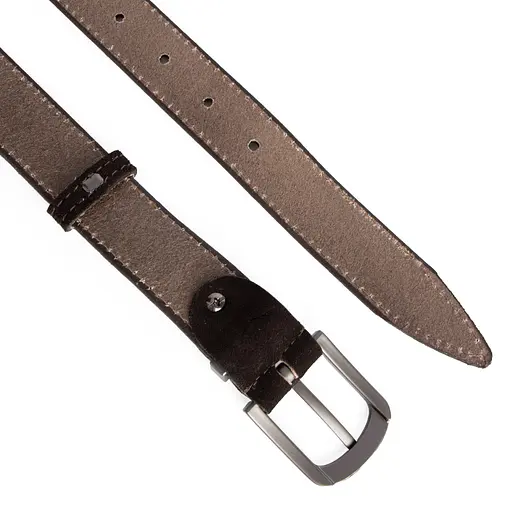 Ремень женский замшевый JK-3049 коричневый с серебряной пряжкой (115 см) - фото 4