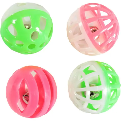 Набір іграшок для котів Fox 4 пластикові м'ячик брязкальця  - фото 1