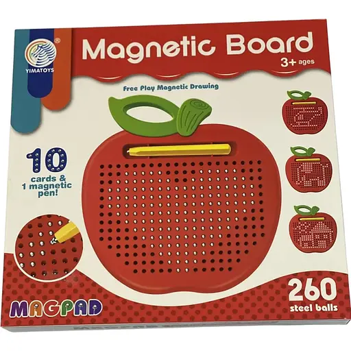 Розвиваюча гра G-Toys  Планшет Дощечка магнітна Яблуко  металеві кульки 260 шт. картки 10 шт. - фото 1