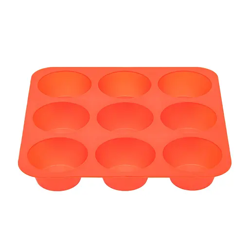 Форма силіконова на планшеті для випікання кексів та маффінів на 9 комірок 24.5х24.5х3.5 см, Profsil Помаранчевий 87151 - фото 4