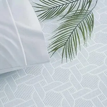 Постельное белье с жаккардовым покрывалом-пике Callie Blue / простыня на резинке Tac pbe0051425 - фото 2