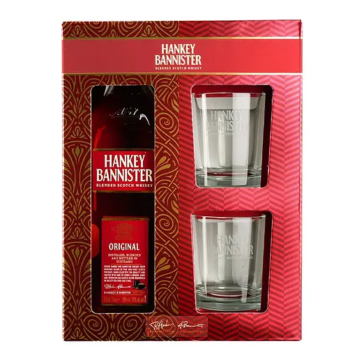Набір шотландського Віскі Hankey Bannister Original, 40%, 0,7 л + 2 склянки