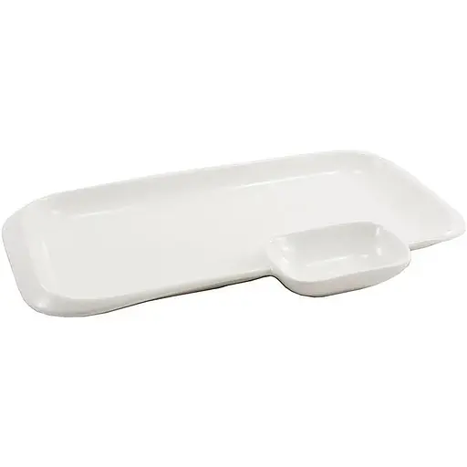 Блюдо порцелянове прямокутне з соусником Tudor ГЛАДКА 25 см (TU0265-2 )
