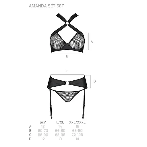 Сітчастий набір: бюстгальтер із халтером Passion Amanda Set black L/XL - фото 7