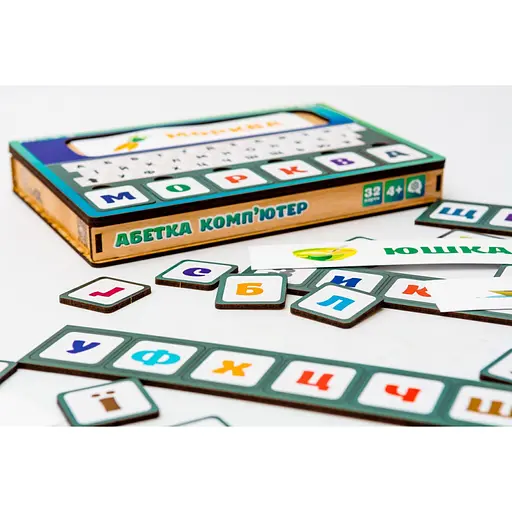 Іграшка-сортер PuzzleOK Абетка комп'ютер Puz-73913, 32 карточки дерев'яна - фото 6
