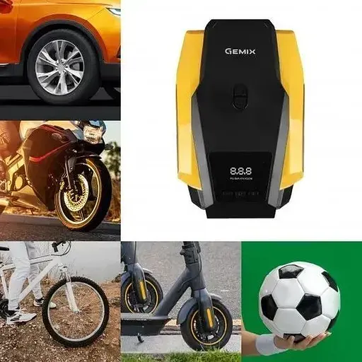 Автокомпрессор Gemix Model G black/yellow поршневой с сумкой цифровой манометр функция Autostop фонарик 35 л/мин - фото 6