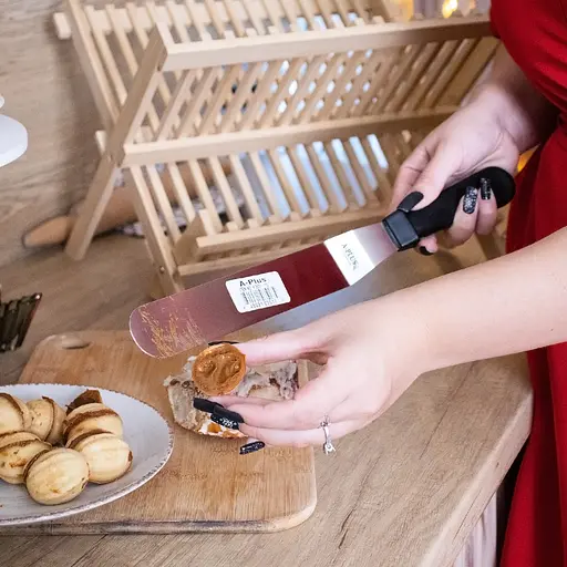 Шпатель кондитерський вигнутий палетка лопатка кондитерська з нержавіючої сталі 36.5 см, A-plus 85677 - фото 1