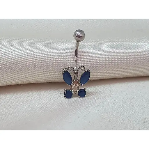 Серебряная серьга для пирсинга Бабочка пупка с фианитами. 8182103Р - фото 6