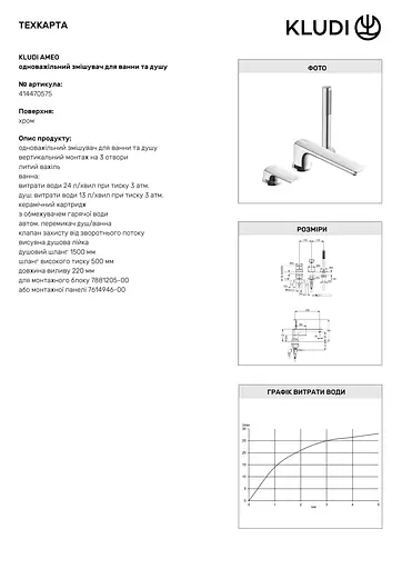 Смеситель на борт ванны Kludi Ameo 414470575 - фото 5