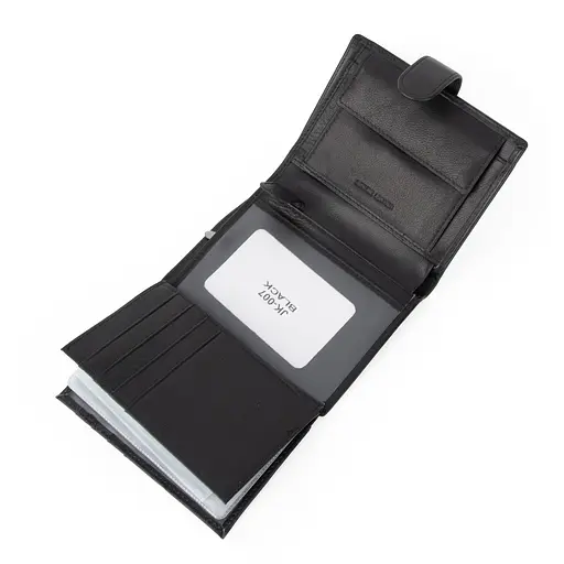 Кошелек мужской кожаный с отделом для прав JK 007 черный - фото 6