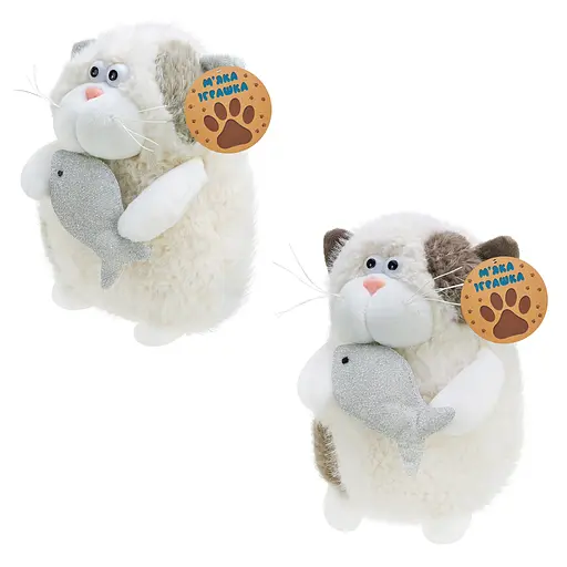 М'яка іграшка C6302 Кіт з рибкою, 20см, у пакеті (6924050063027) МІКС - фото 1